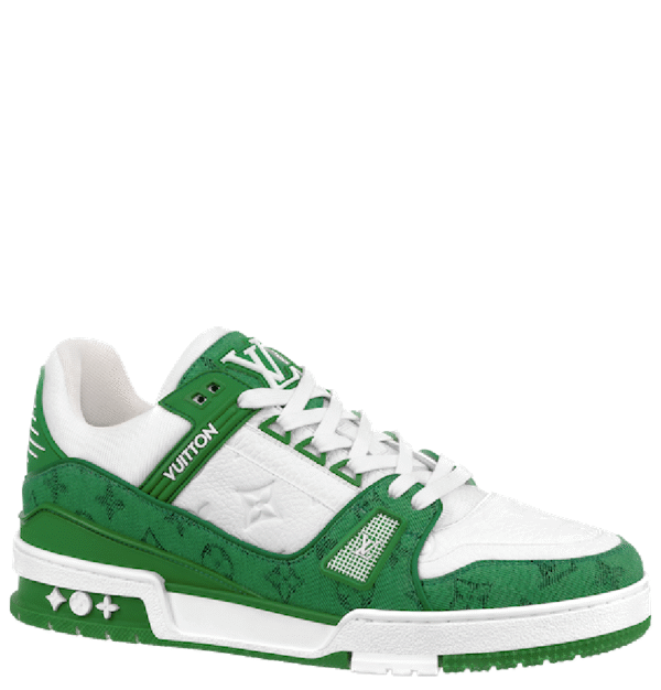 Louis Vuitton Trainer Green Monogram Denim White Image 2