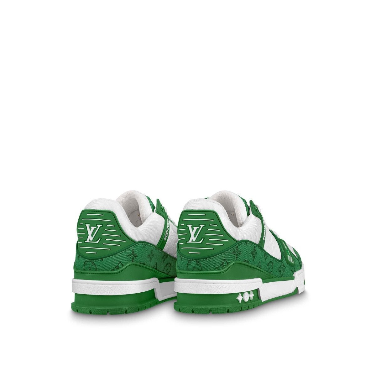 Louis Vuitton Trainer Green Monogram Denim White Image 4
