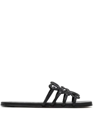 Loewe Petal Anagram slide black in soft calfskin