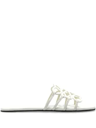 Loewe Petal Anagram slide white in soft calfskin