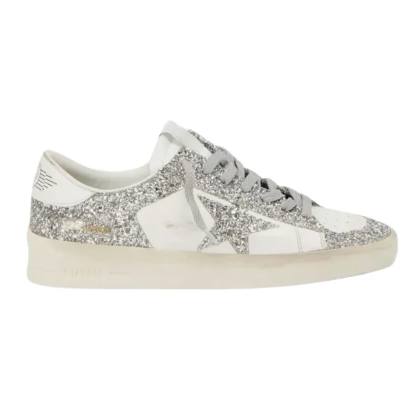 Golden Goose Baskets Stardan Cuir – Blanc Glitter
