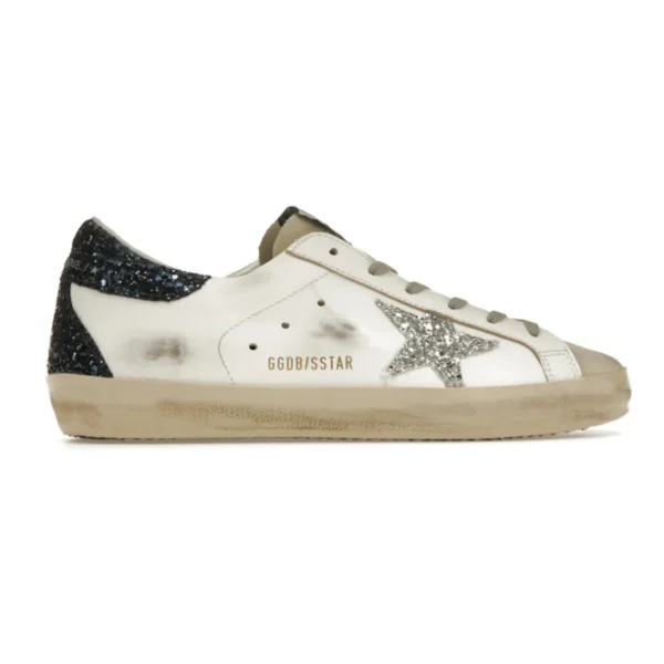 Golden Goose Super Star with silver star and brown glitter heel tab
