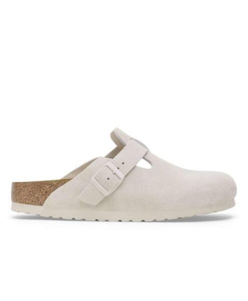 BIRKENSTOCK BOSTON SOFT FOOTBED SUEDE LEATHER WHITE