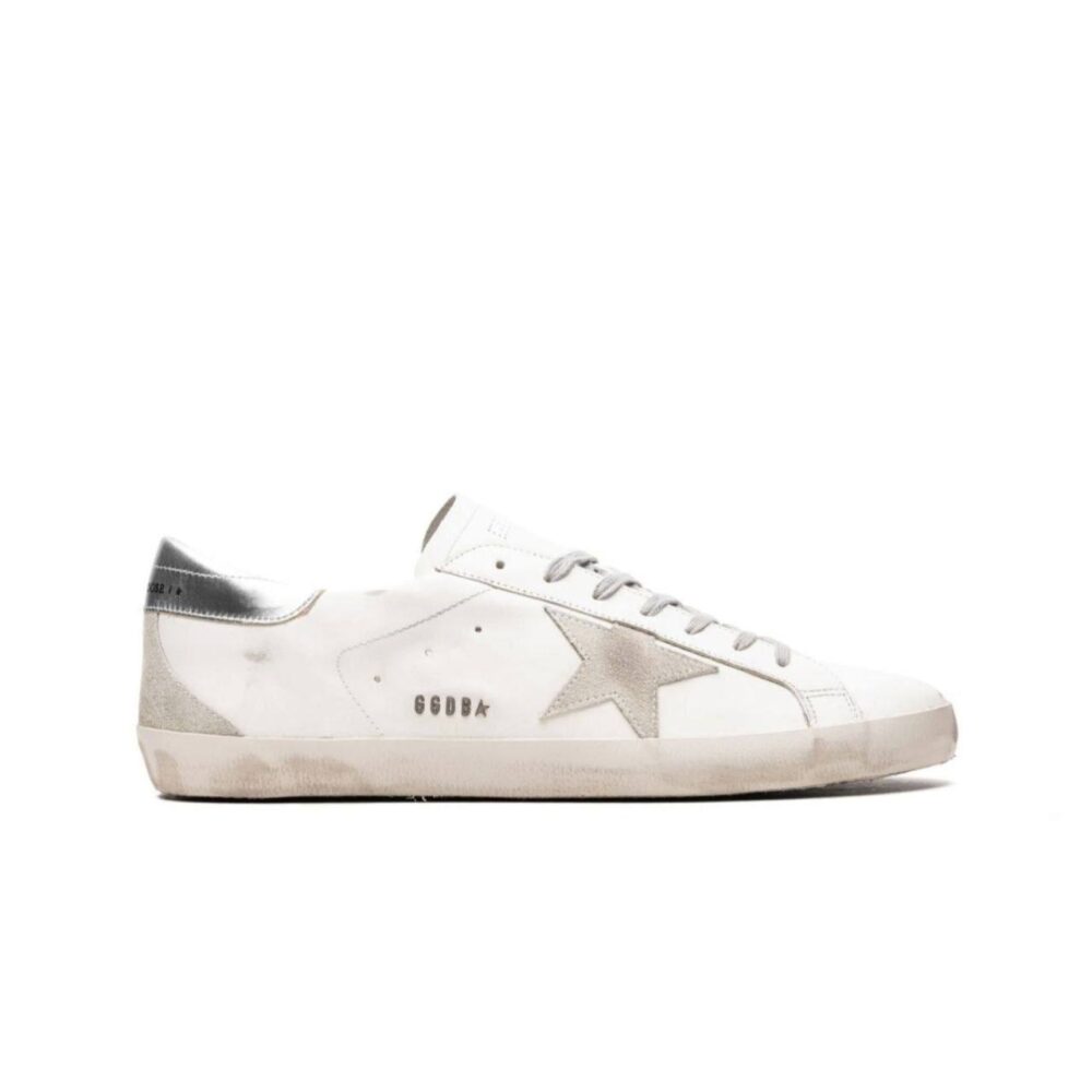 Golden Goose Women's Super-Star with silver heel tab and metal stud lettering